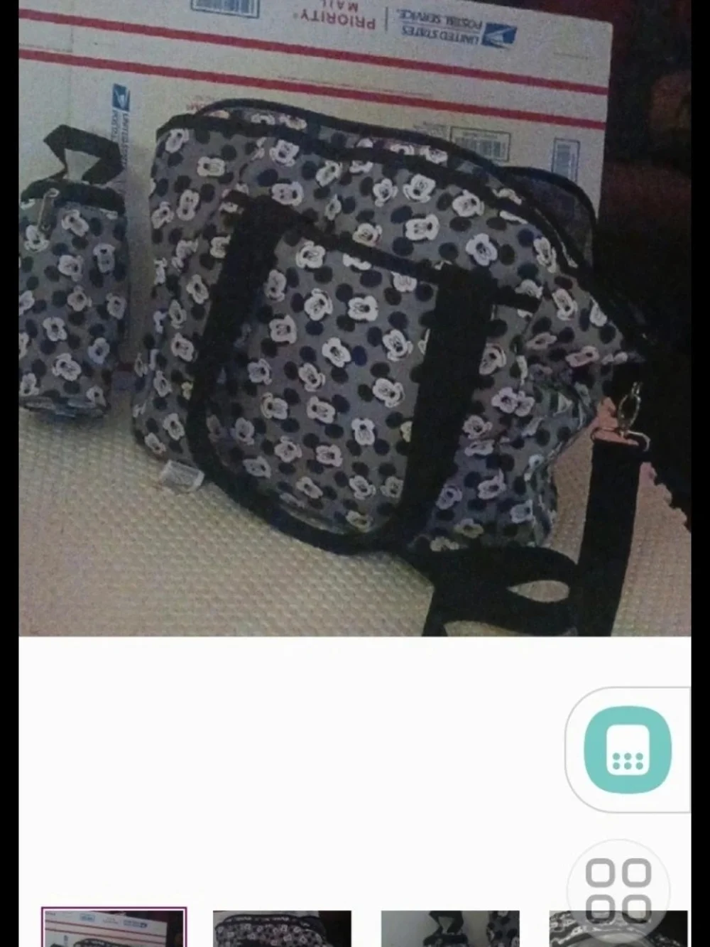 Gray Mickey Print Crossbody Tote Bag With Bottle Carrier